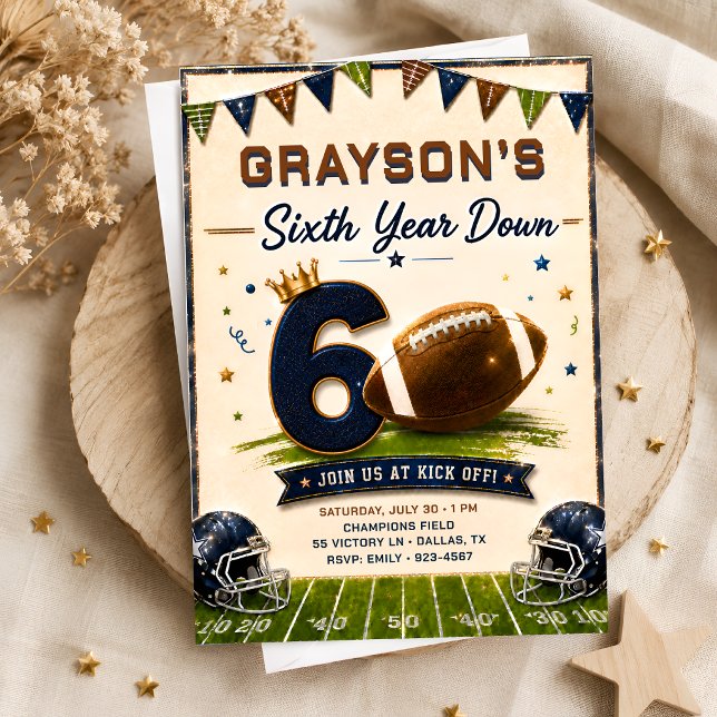 Invitación de cumpleaños de fútbol Sixth Year Down (Subido por el creador)