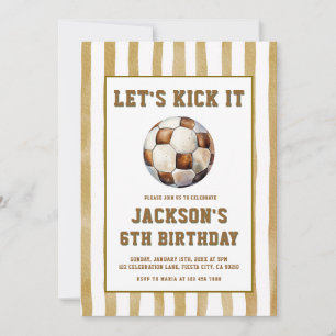 Invitación de cumpleaños de fútbol soccer a cuadro