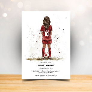 Invitación de cumpleaños de fútbol soccer para niñ