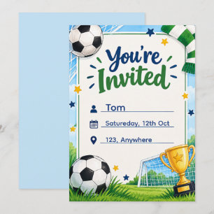 Invitación de cumpleaños de fútbol, tema de fútbol