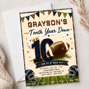 Invitación de cumpleaños de fútbol Tenth Year Down