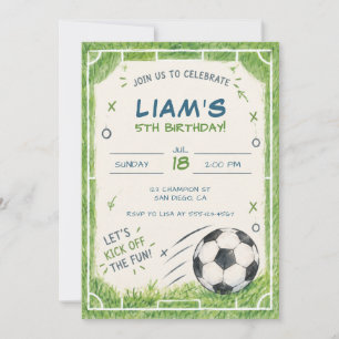 Invitación de cumpleaños de fútbol verde