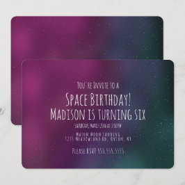 Invitación de cumpleaños de galaxia de espacio sim