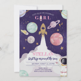 Invitación de cumpleaños de galaxia de nave espaci