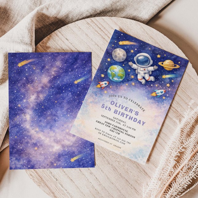 Invitación de cumpleaños de galaxia de niño espaci (Subido por el creador)