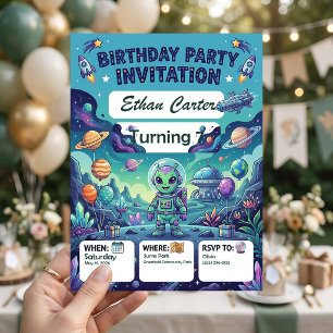 Invitación de cumpleaños de galaxia - Personalizab
