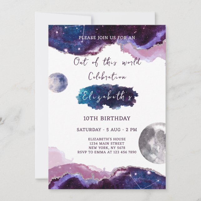 Invitación de cumpleaños de Galaxy (Anverso)