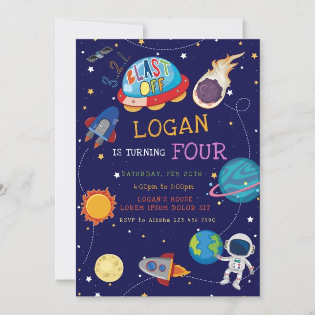 Invitación de cumpleaños de Galaxy (Anverso)