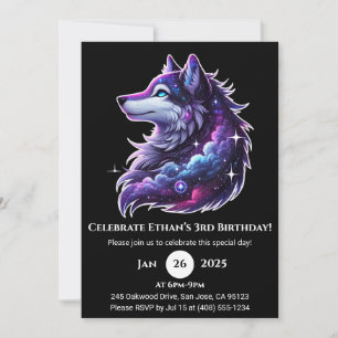 Invitación de cumpleaños de Galaxy Dream Wolf