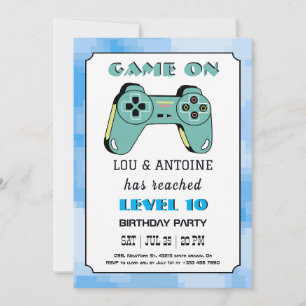 Invitación de cumpleaños de Gamer Azul