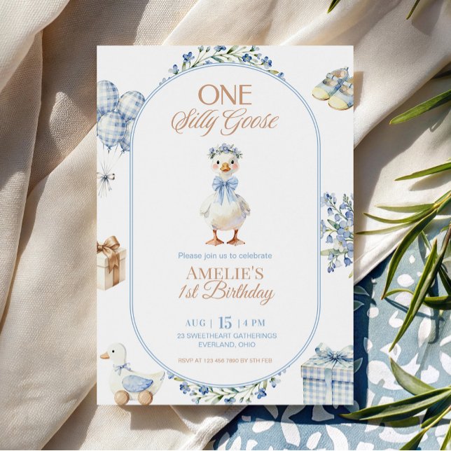 Invitación de cumpleaños de Ganso Tonto con flores (Subido por el creador)