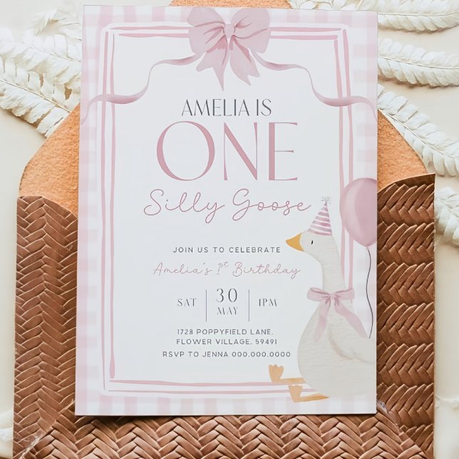 Invitación de cumpleaños de ganso tonto editable. (Subido por el creador)