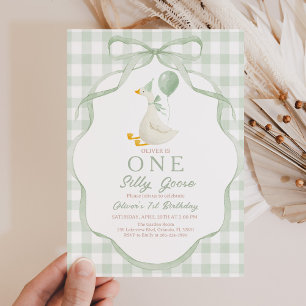 Invitación de cumpleaños de ganso tonto verde