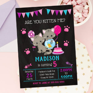 Invitación de cumpleaños de gatita / Fiesta de gat