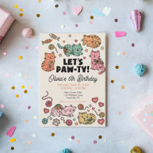 Invitación de cumpleaños de gatito adorable