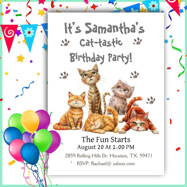 Invitación de cumpleaños de gatito-gatito (Subido por el creador)
