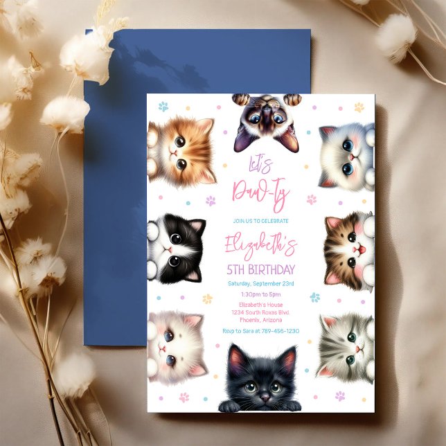 Invitación de cumpleaños de gatito Kitten Let's Pa (Subido por el creador)