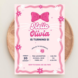 Invitación de cumpleaños de gatito lindo, gatito d