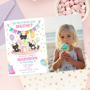 Invitación de cumpleaños de gatito ¿Me estás toman