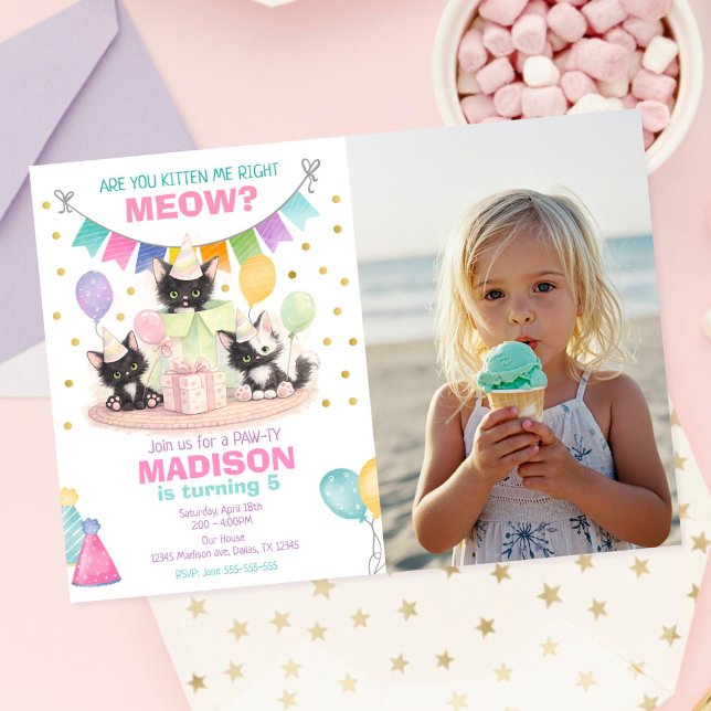 Invitación de cumpleaños de gatito ¿Me estás toman (Subido por el creador)