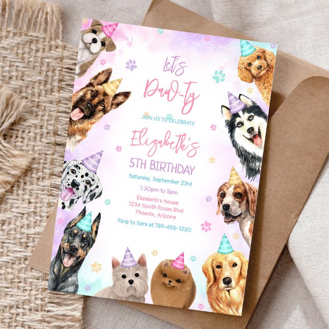 Invitación de cumpleaños de gatito, perro y cachor (Subido por el creador)