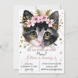 Invitación de cumpleaños de gatitos, fiesta de gat