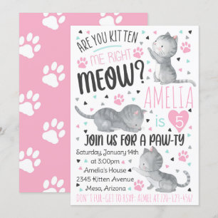 Invitación de cumpleaños de gatitos, ¿me das gatit