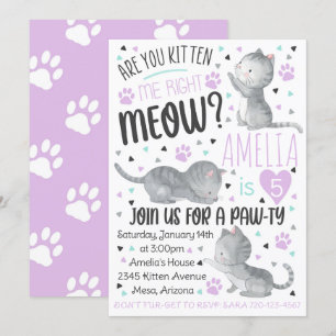 Invitación de cumpleaños de gatitos, ¿me das gatit