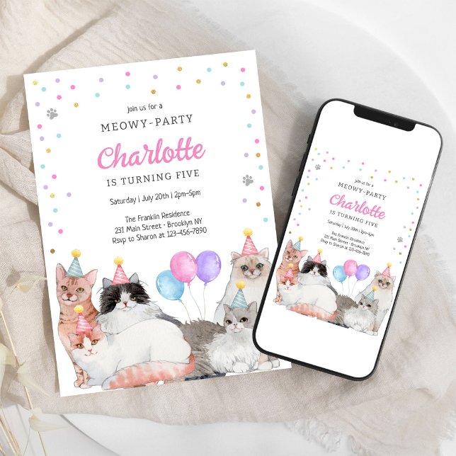 Invitación de cumpleaños de gato gatito Kit de fie (Subido por el creador)