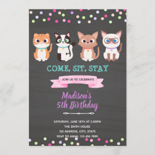 Invitación de cumpleaños de gato gatito mascota