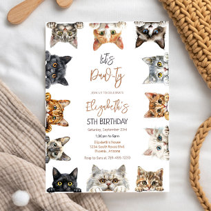 Invitación de cumpleaños de gato Kitten Party Let'