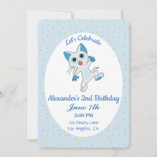 Invitación de cumpleaños de gato lindo