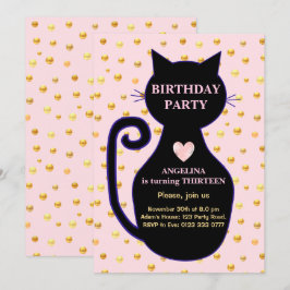 Invitación de cumpleaños de gato lindo