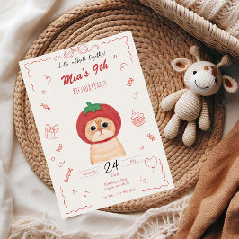 Invitación de cumpleaños de gato lindo | Invitació