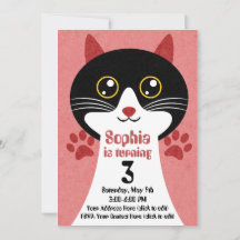 Invitación de cumpleaños de gato lindo (niña) – Ed