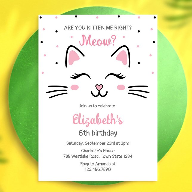 Invitación de cumpleaños de gato para fiesta de ga (Subido por el creador)