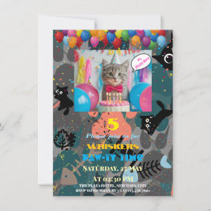 Invitación de cumpleaños de gato personalizada per