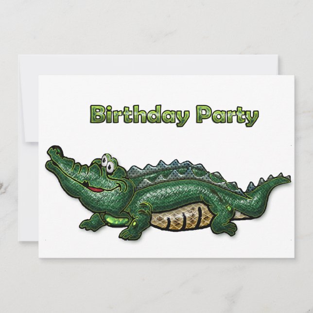 Invitación de cumpleaños de Gator verde pandilla (Anverso)