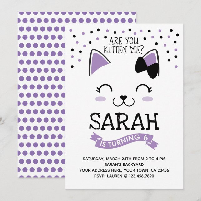 Invitación de cumpleaños de gatos gatos gatitos, m (Anverso / Reverso)