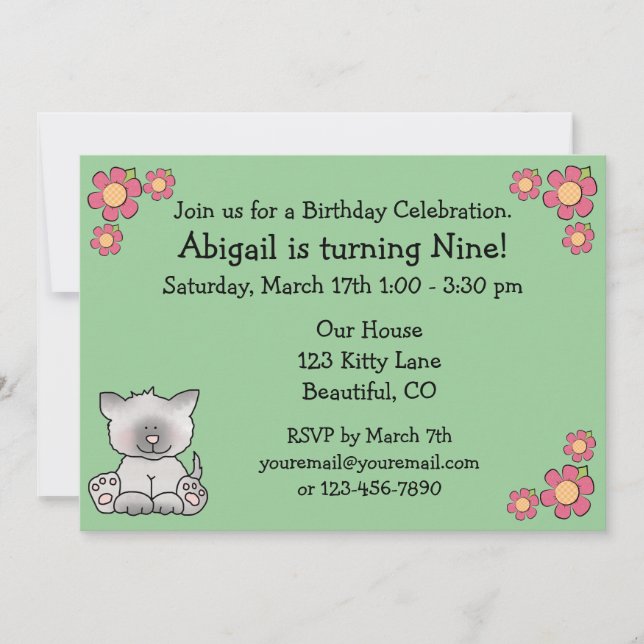 Invitación de cumpleaños de gatos gatos gatitos pa (Anverso)