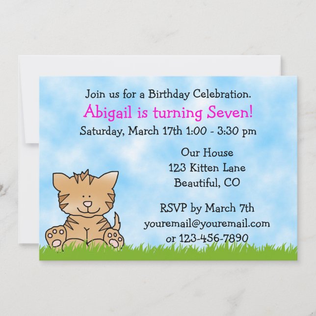 Invitación de cumpleaños de gatos gatos gatitos pa (Anverso)