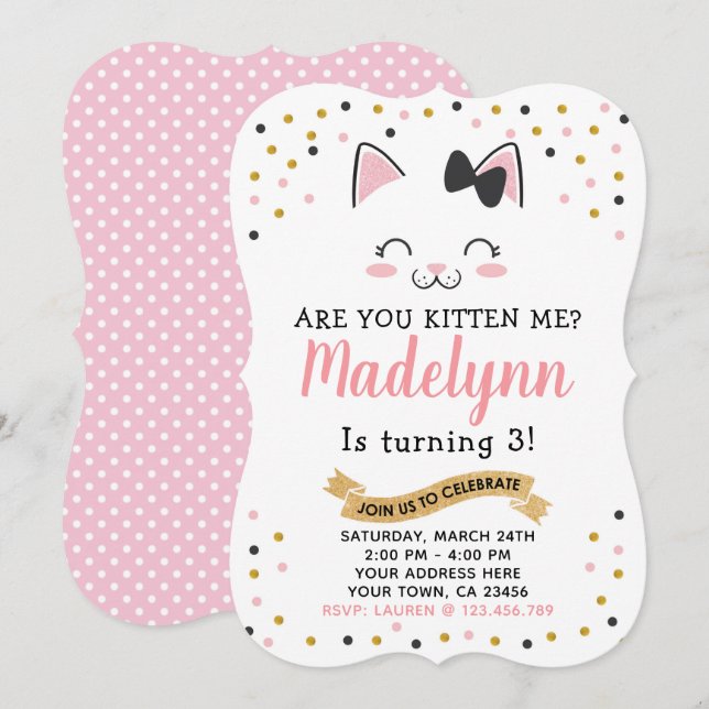 Invitación de cumpleaños de gatos gatos gatos gato (Anverso / Reverso)