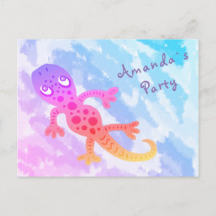 Invitación de cumpleaños de Gecko Arcoíris