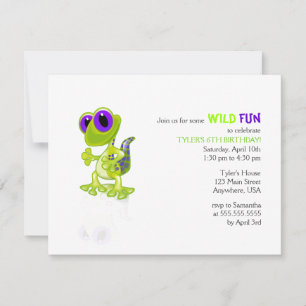 Invitación de cumpleaños de Gecko verde limón