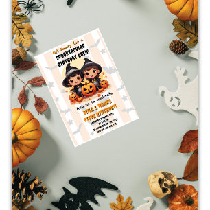 Invitación de cumpleaños de gemelos de Halloween S