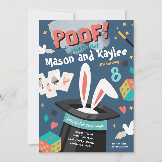 Invitación de cumpleaños de gemelos | Invitación m (Anverso)