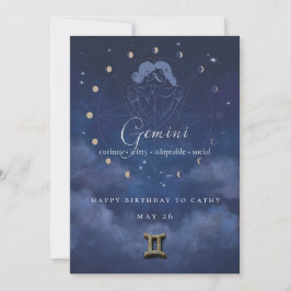 Invitación de cumpleaños de Géminis Zodiaco