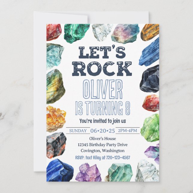 Invitación de cumpleaños de geología, invitación a (Anverso)