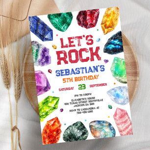 Invitación de cumpleaños de geología rocas cristal