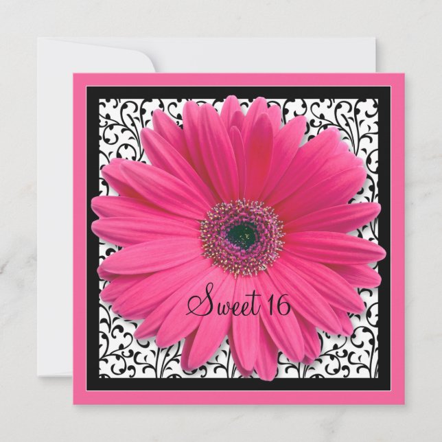 Invitación de cumpleaños de Gerbera Daisy Sweet 16 (Anverso)